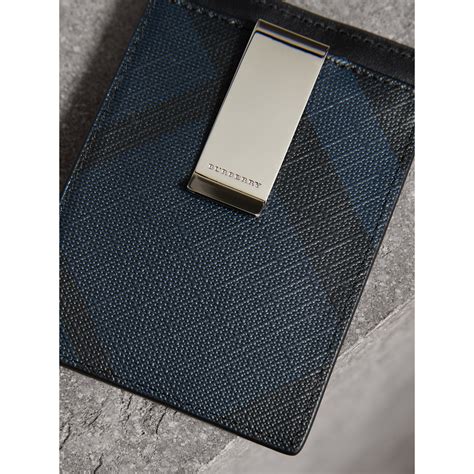 burberry london leather card case navy|Check Money Clip Card Case in Navy .